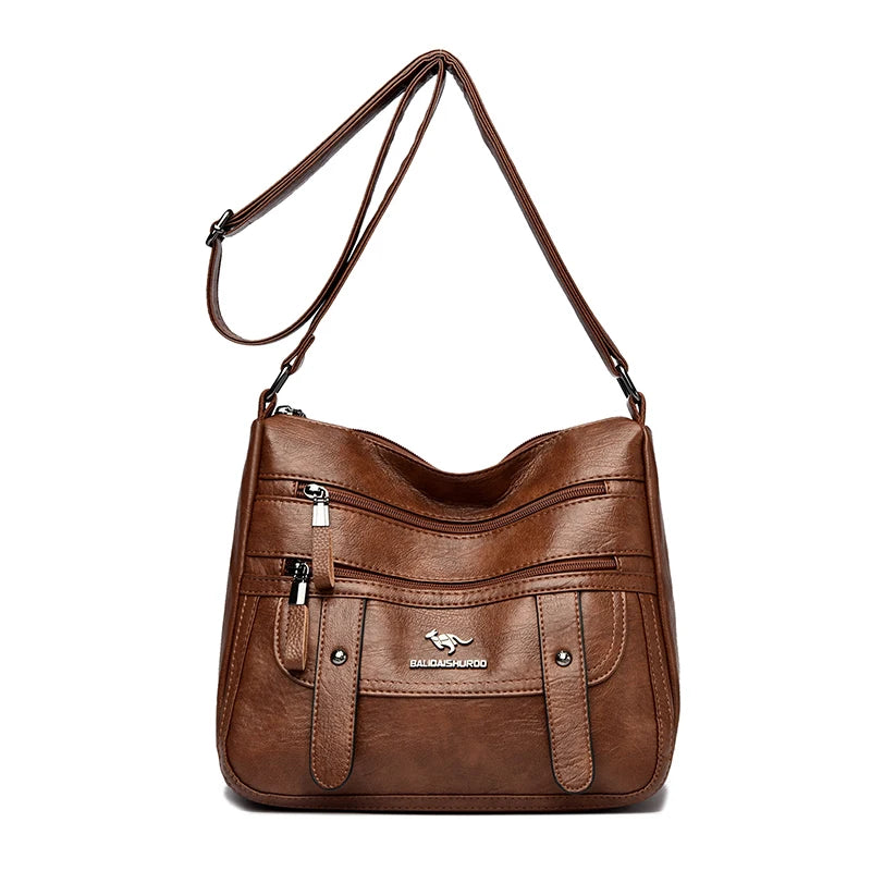 Luxury Designer PU Leather Messenger Bag | High-Quality Sequined "Letter" Crossbody for Women | Versatile Four-Season Flap Shoulder Bag with Triple Interior Pockets Luxegan