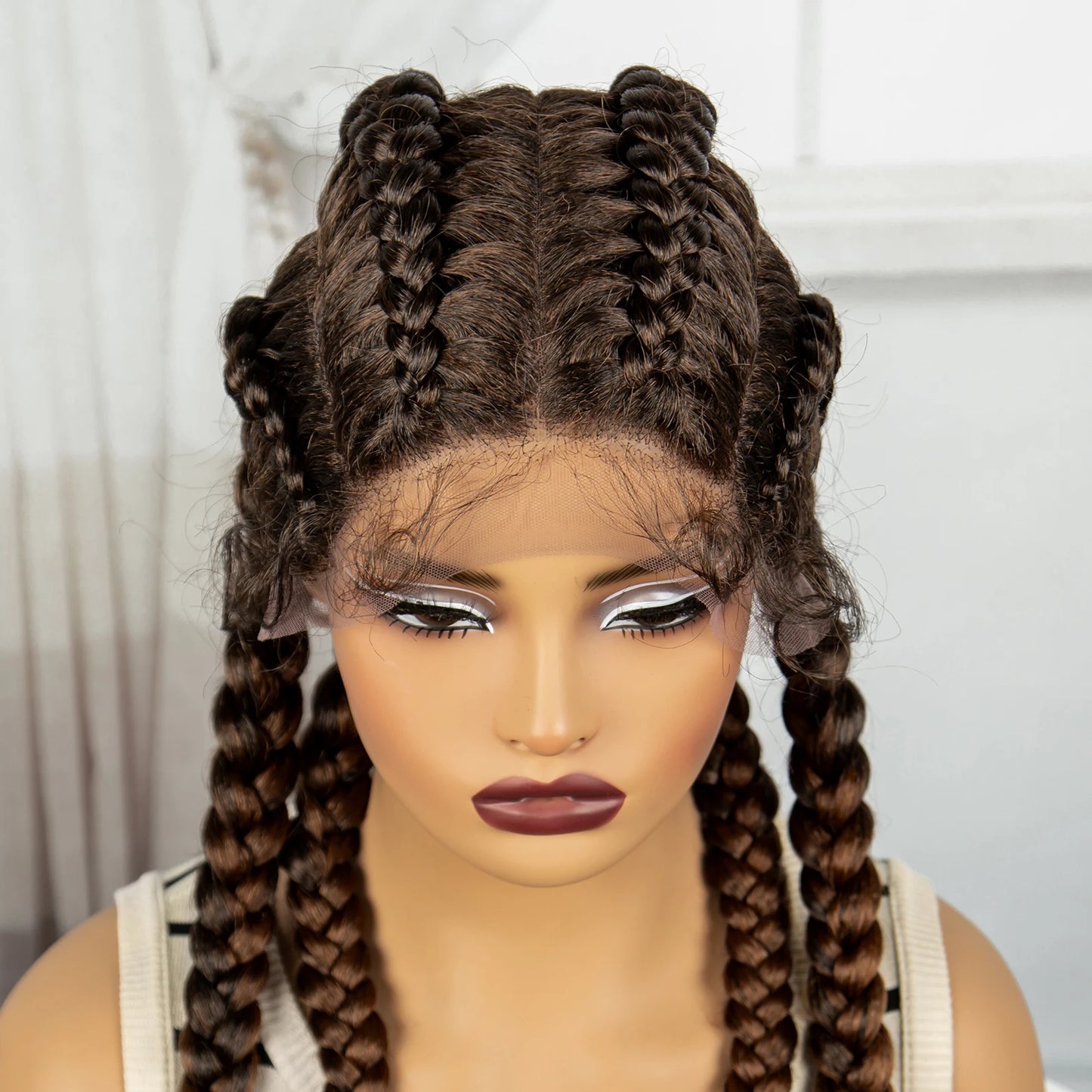 36" Natural Cornrow Braids Wig | Lace Front | Baby Hair | Long Braids Luxegan