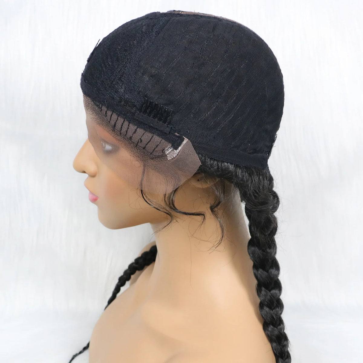 24" Dutch Cornrow Box Braid Wig | Lace Front Synthetic Wig with Baby Hair | Afro Wig for Black Women | High-Temp Fiber Luxegan