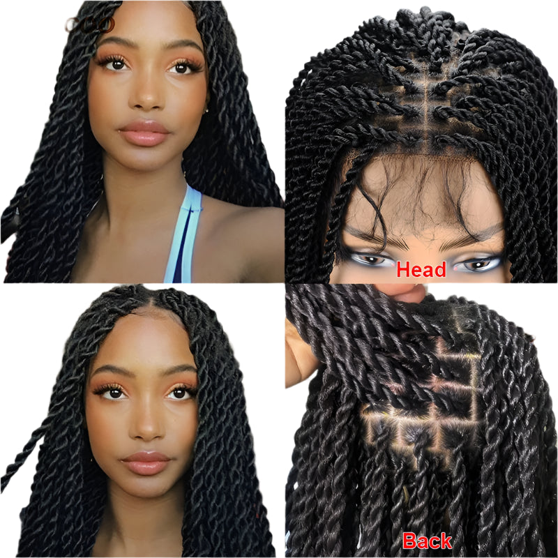 Senegalese Twist & Box Braids Wig | Lace Front | Pre-Plucked | Kanekalon Hair | Black Women