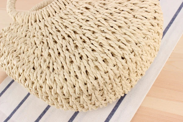 Summer Handmade Moon-Shaped Bag | Women's Woven Straw Bag & Top-Handle Tote Luxegan