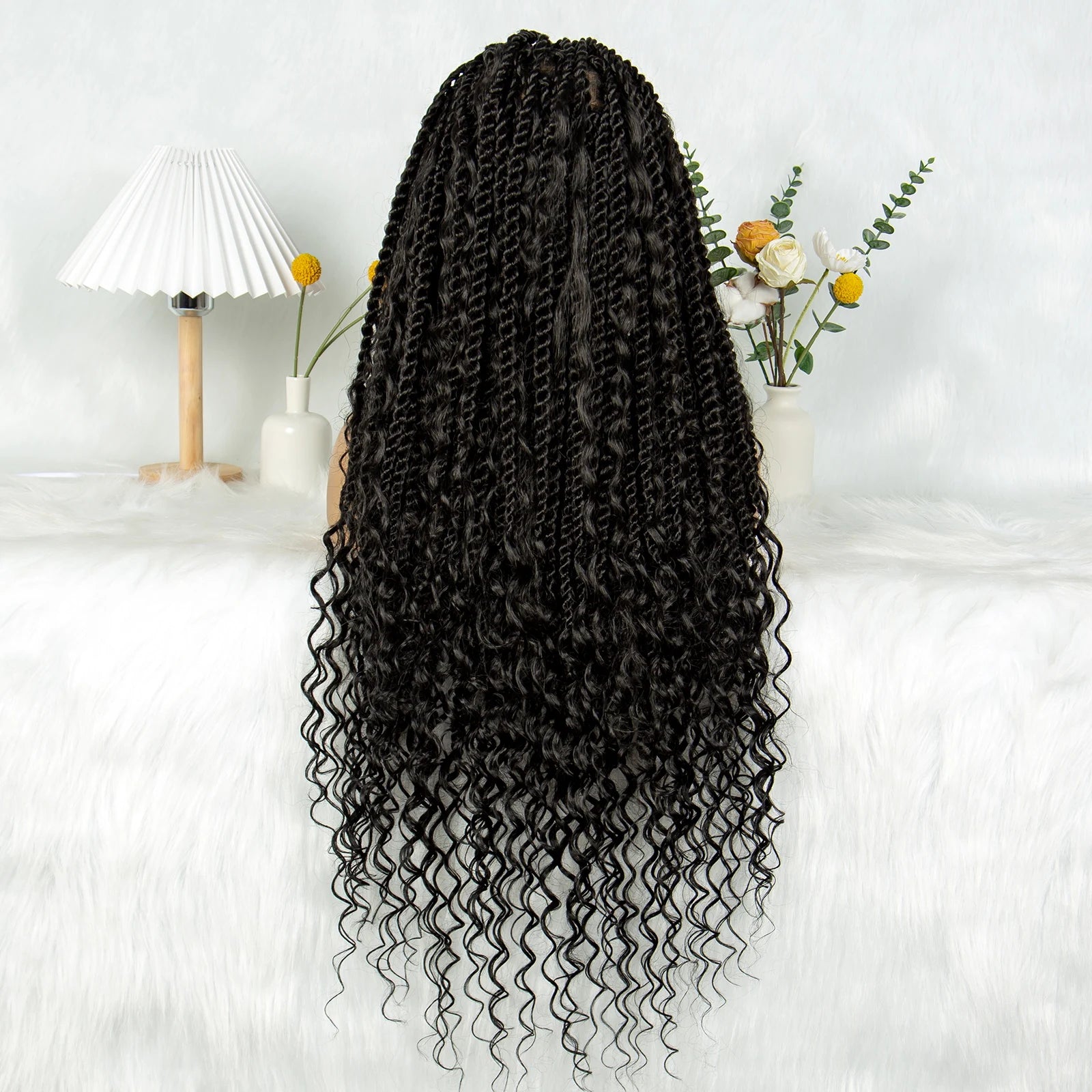 KIMA Twisted Boho Braided Wig | Full Lace Knotless Box Braids with Curly Accents Luxegan