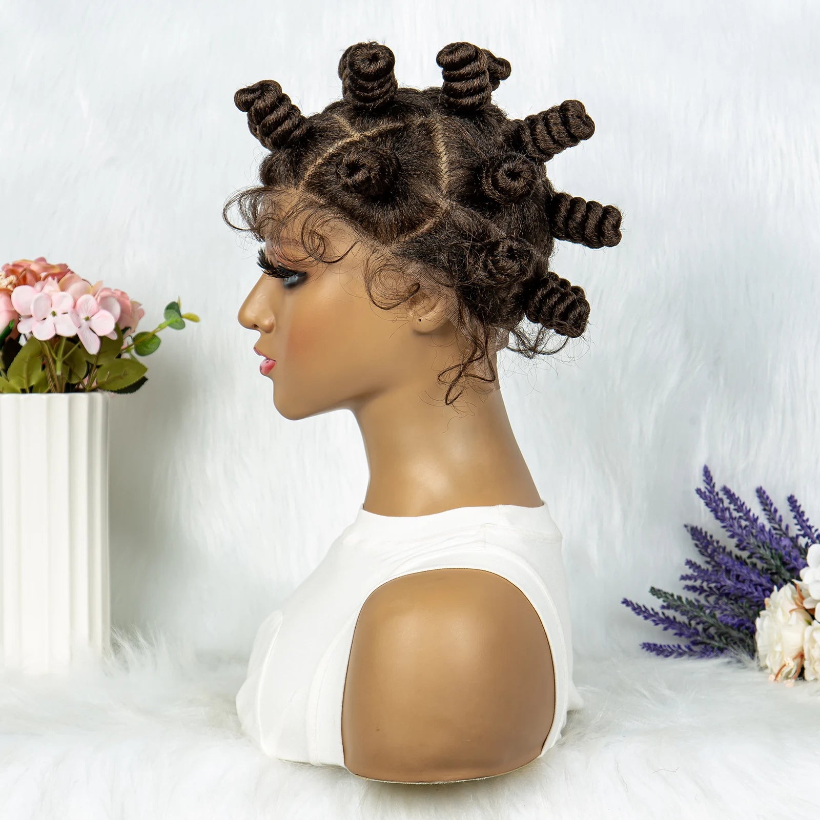 Knotless Braids Wig with Twist Buns | Full Lace African Braiding Hair Luxegan