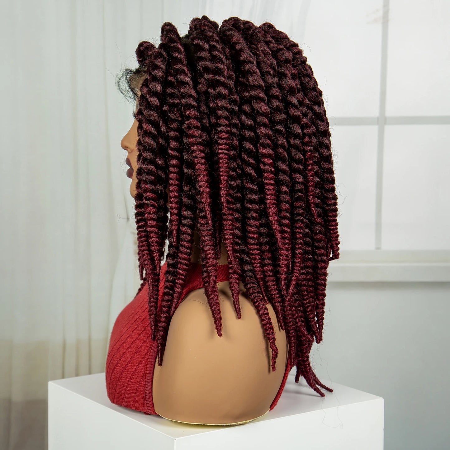16" Knotless Box Twist Braids Wig | Full Lace | Baby Hair Luxegan