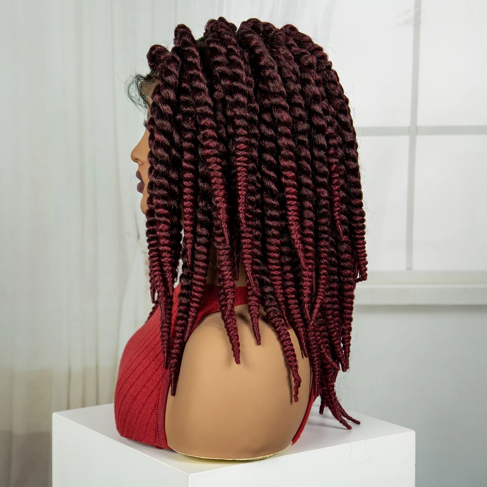 16" Knotless Box Twist Braids Wig | Full Lace | Baby Hair Luxegan