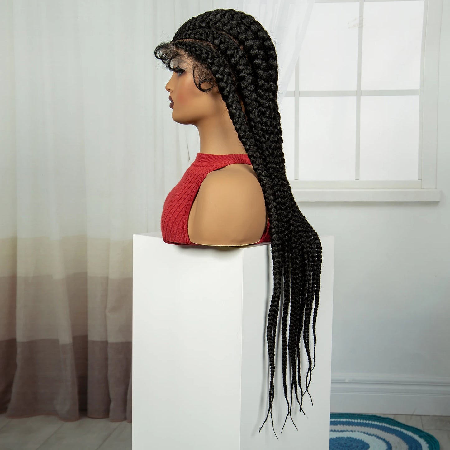 32" Natural Cornrow Knotless Braids Wig | Full Lace | Baby Hair Luxegan