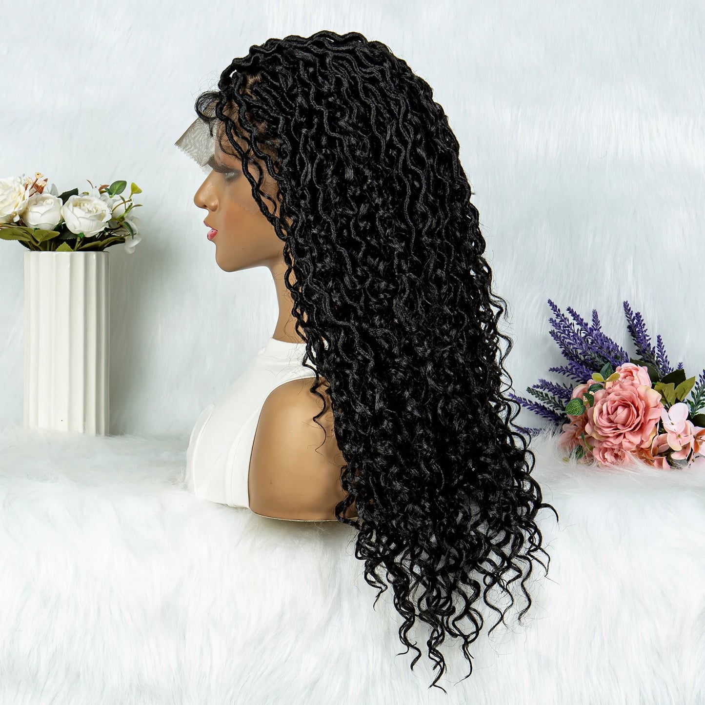 Lightweight Curly End Box Braids Wig | Lace Front Cornrows & Baby Hair Luxegan