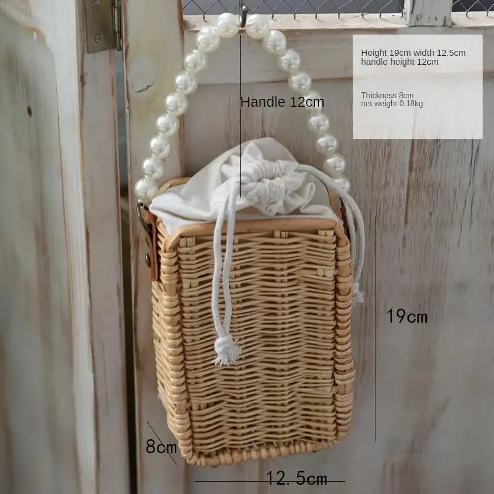 Straw Bags for Women | Square Handbags & Summer Rattan Shoulder Bags (Handmade Knitted Storage & Small Totes Bag) Luxegan