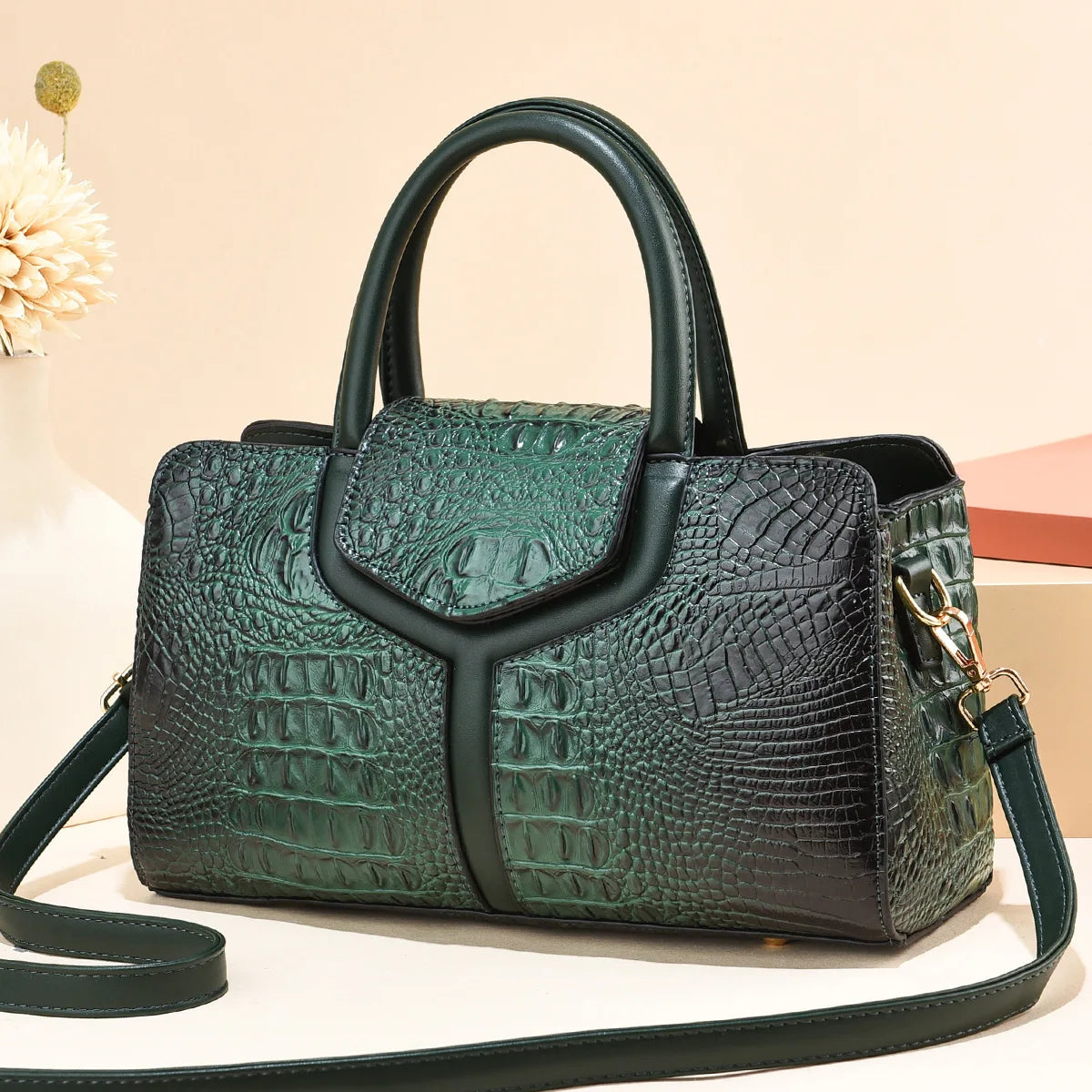 Bag Women New Fashion Crocodile Pattern Handbag | Large Capacity Casual Shoulder Messenger Bag (Purses & Handbags) Luxegan