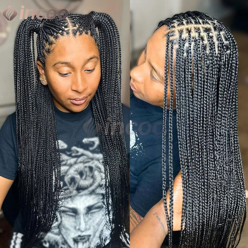 36" Small Box Braids Wig | Full Lace | Cornrows & Knotless Braids | Transparent Lace Luxegan