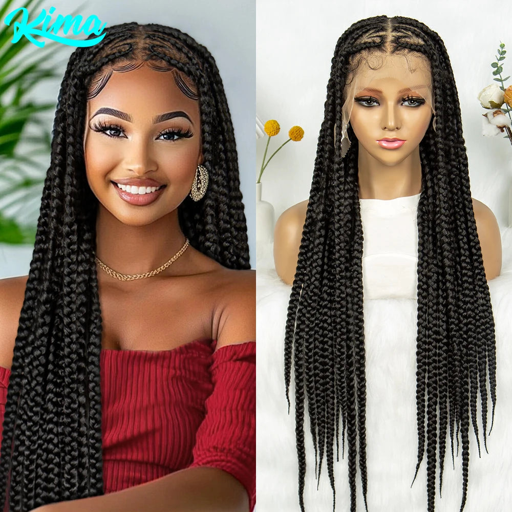 Synthetic Braided Wigs Dreadlocks Full Lace With Crochet Hand Braid Braiding Hair Knotless Box Cornrow Braid For Black Women