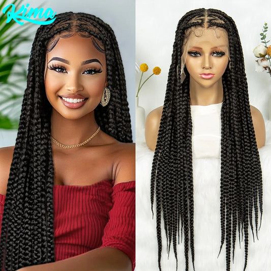 Synthetic Braided Wigs Dreadlocks Full Lace With Crochet Hand Braid Braiding Hair Knotless Box Cornrow Braid For Black Women