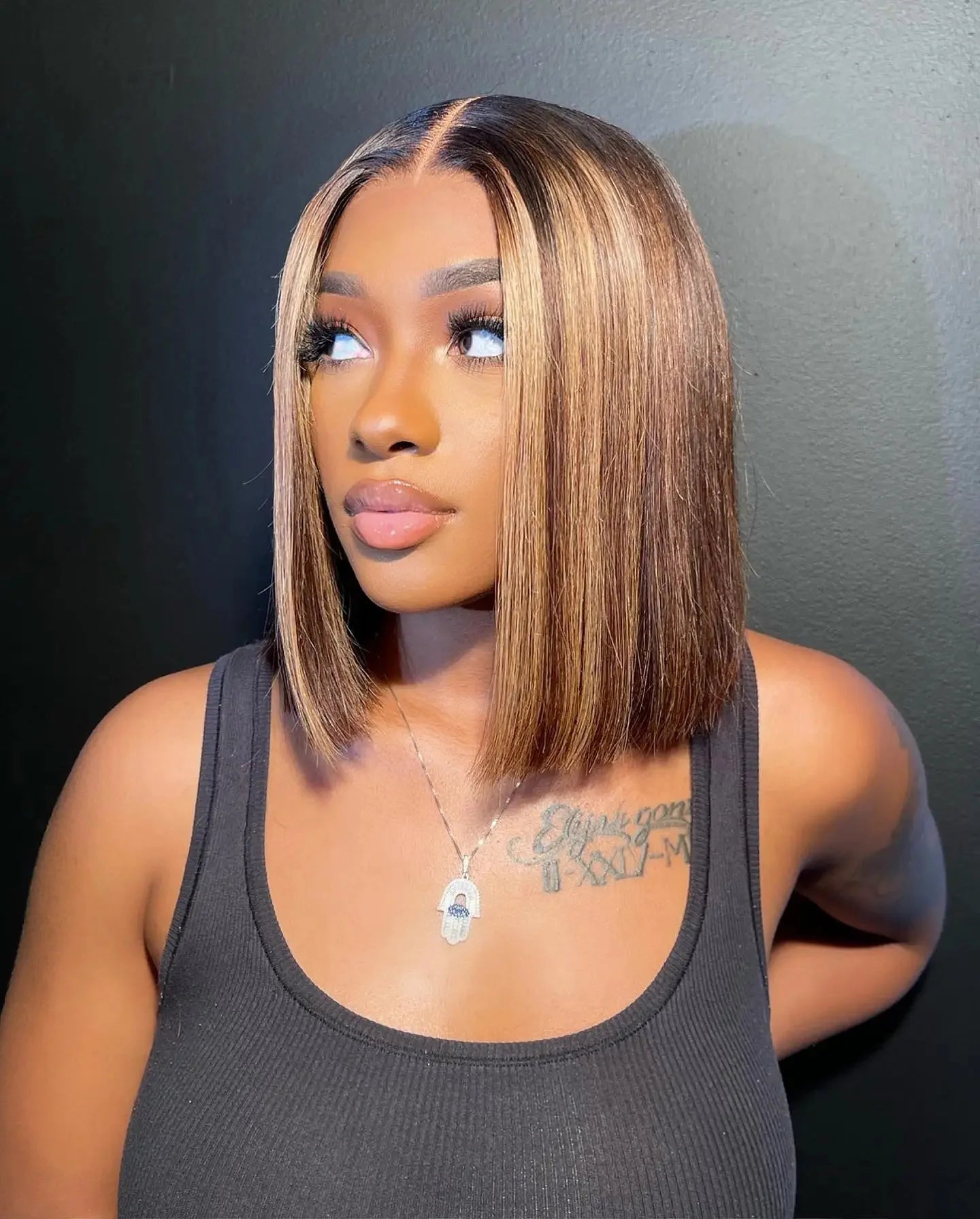 Ombre 4/27 Highlight Straight Bob Wig | 13x4 Transparent Lace Front Remy Human Hair Wig for Black Women Luxegan