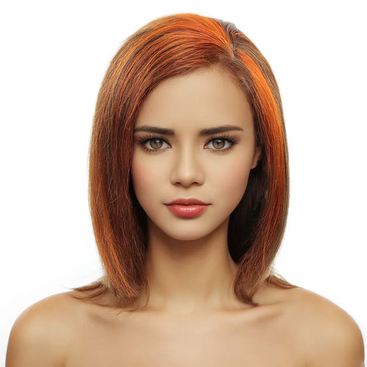 Sleek Bone Straight Short Bob Lace Front Wig | 13x4 Transparent Swiss Lace Frontal Bob Wig | 150% Density 100% Brazilian Remy Human Hair Wig for Women (4-16 Inch) Luxegan
