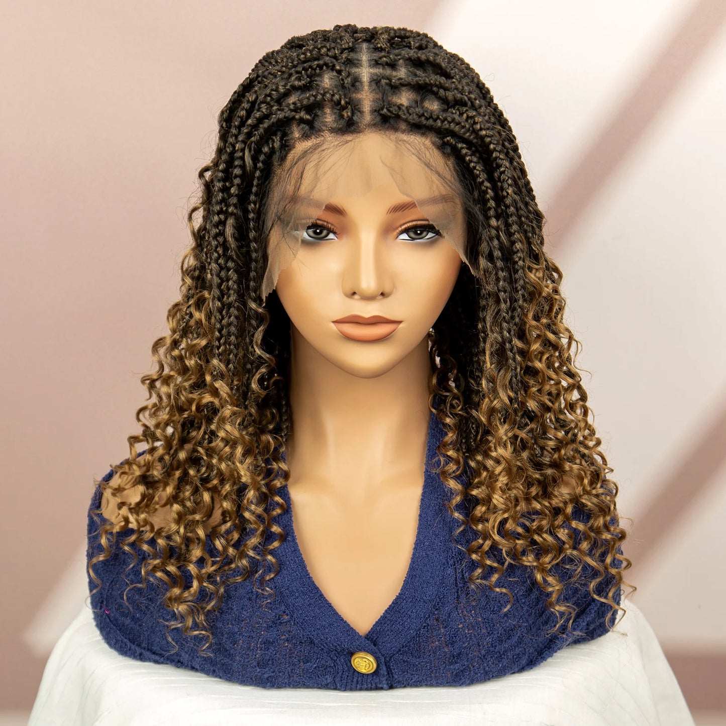 99J Burgundy Knotless Box Braids Wig with Curly Ends | Full Lace Luxegan