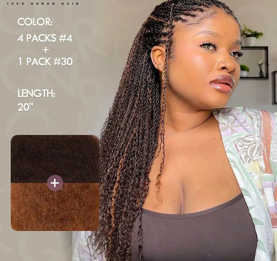 QVR Afro Kinky Curly Bulk Human Hair | No Attachment | Remy Hair | Natural Color | Dreadlock & Braiding Hair
