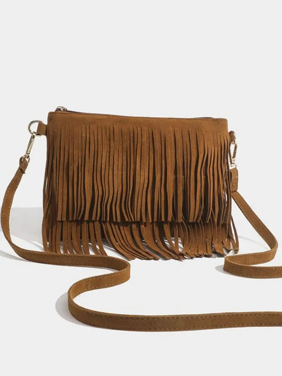 Frosted Tassel Crossbody Bag | Retro Small Square Saddle Bag Luxegan