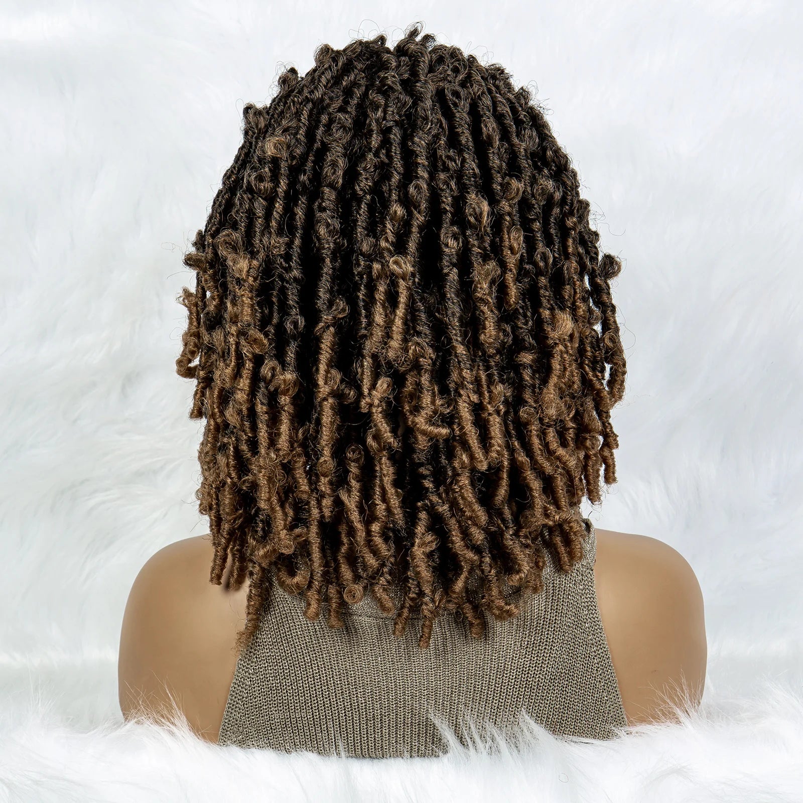 16" Short Knotless Butterfly Locs Wig | Synthetic Lace Front Luxegan