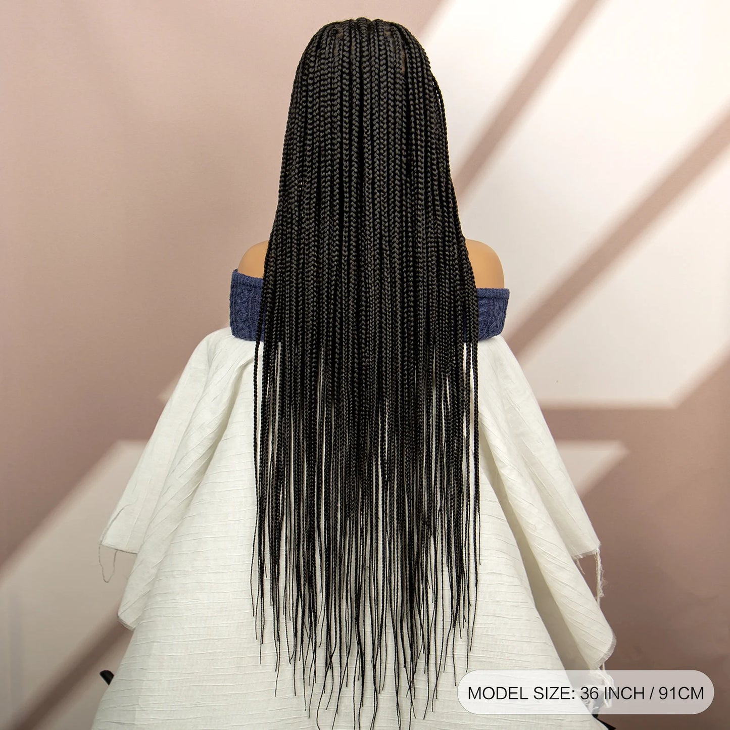 36" Knotless Box Braids Wig | Transparent Full Lace | Baby Hair Luxegan