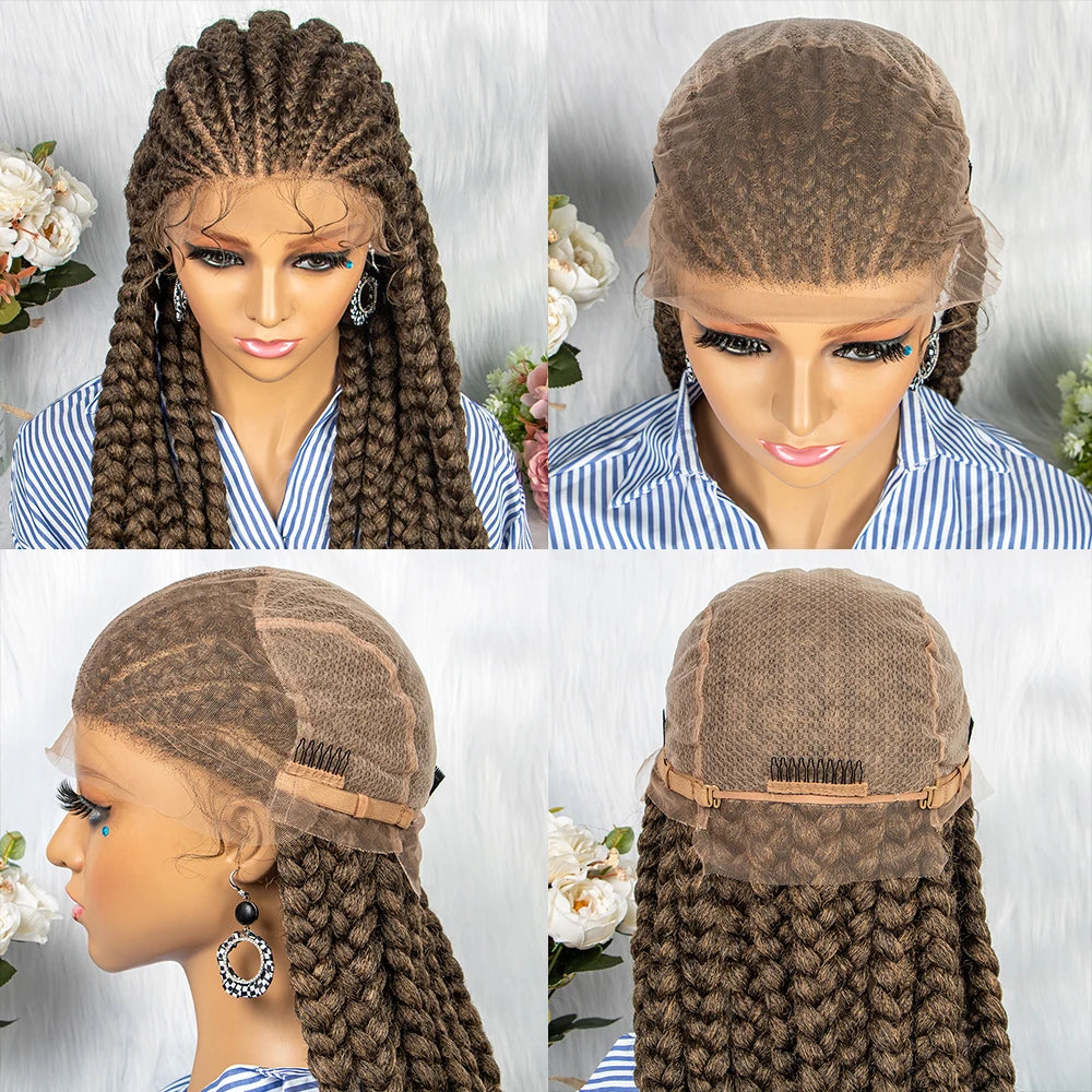 36" Box Braids Full Lace Wig | Baby Hair | Heat Resistant Synthetic Braids | Black Women Luxegan
