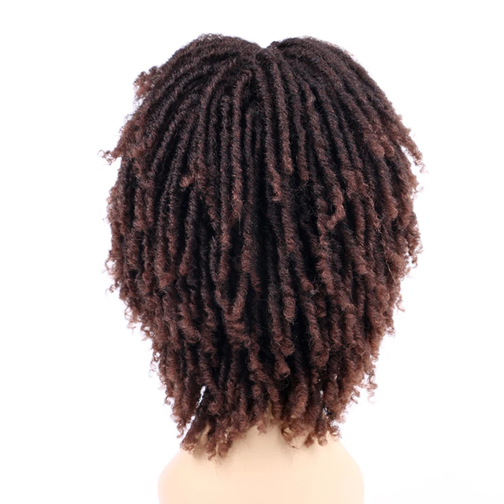 Short Dreadlock Wig for Black Women Afro Curly Twist Wigs Synthetic Heat Resistant Breathable Faux Locs Braids Hair Wigs Luxegan