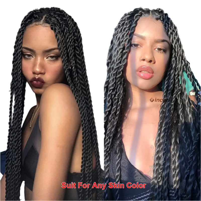 Senegalese Twist & Box Braids Wig | Lace Front | Pre-Plucked | Kanekalon Hair | Black Women