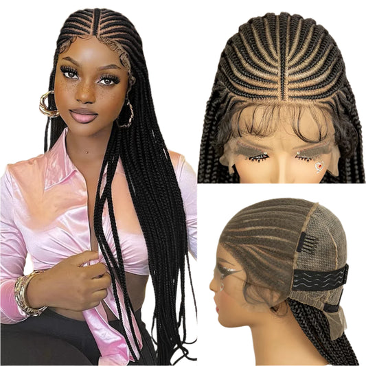 Premium Full Lace Box Braided Wig - Knotless Braids, Baby Hair, Natural Look