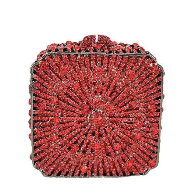Crystal Women’s Evening Clutch | Wedding Bridal Rhinestone Minaudiere Box | Luxury Hollow-Out Diamond Party Handbag | Elegant Petite Gala Dinner & Banquet Purse Luxegan