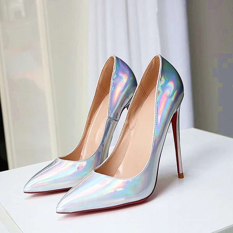 16cm Stage Show Patent Leather Stilettos | Sophisticated Camouflage Pattern High Heels | Elegant "Handmade Shallow-Out" Silhouette | "Dignified" Sexy Pointed Toe Party Shoes for Radiant Versatile Styling Luxegan