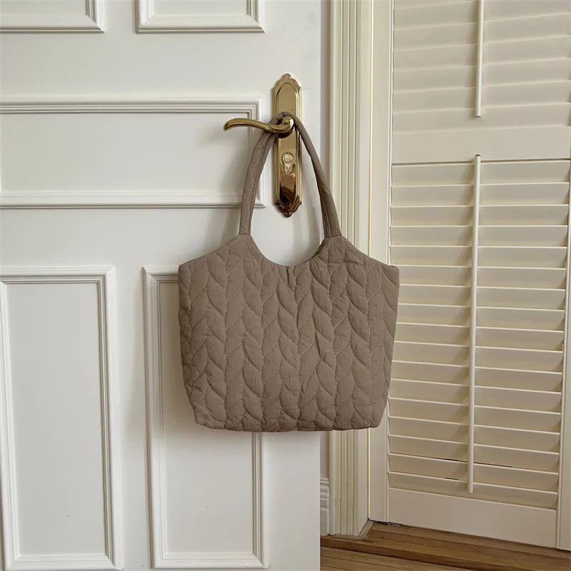 Big Soft Shoulder Bag Side for Women | Spring Trend Fashion Design Cloth Hand Bags | Female Large Capacity Plaid Tote Bags Luxegan