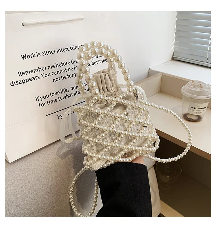 Women's Pearl Bag | Small Mini Tote Bag & Woven Crossbody Luxegan