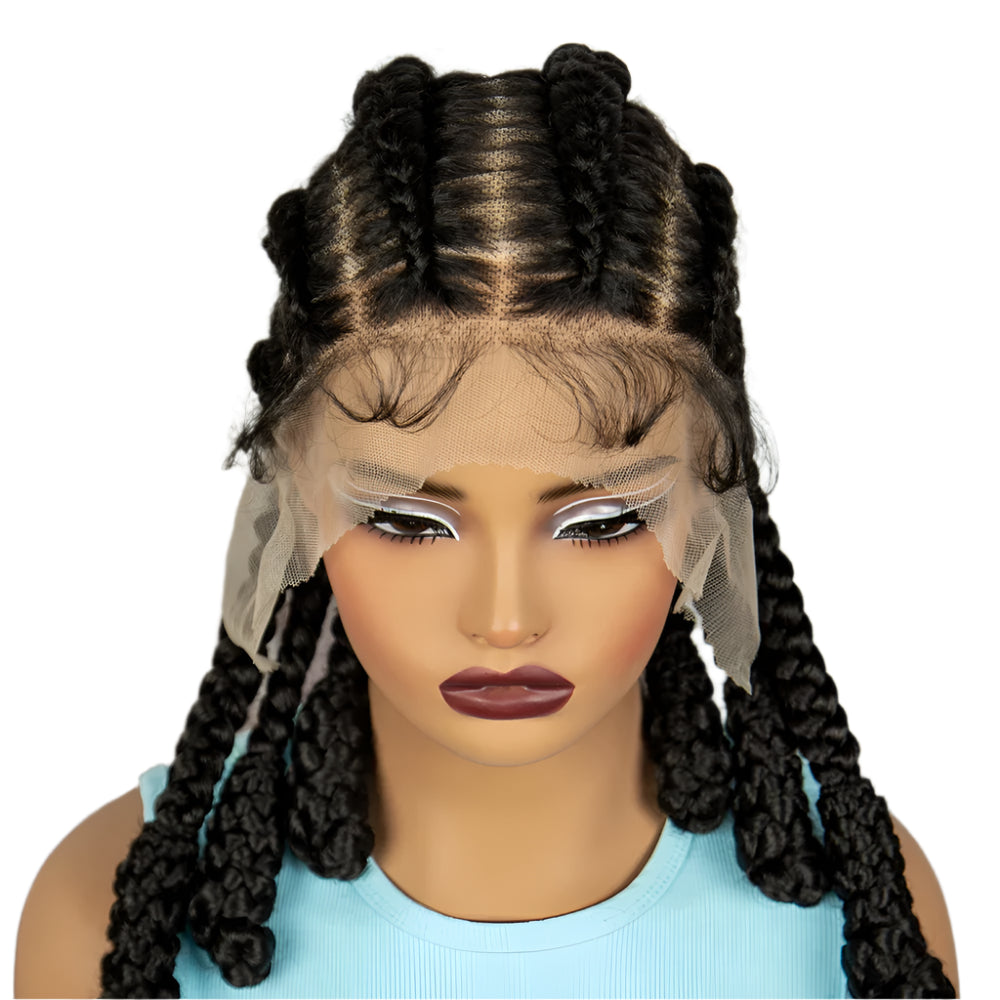 16" Natural Cornrow Braids Wig | Transparent Full Lace | Baby Hair Luxegan