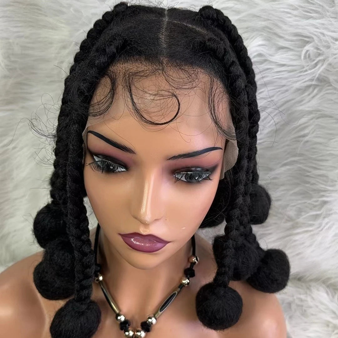 12" Ginger Orange Knotless Box Braiding Wig | Transparent Lace Front Synthetic Hair with Baby Hair Luxegan