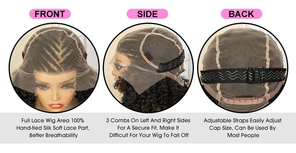 Premium Full Lace Afro Braided Wig - 8 Inch Short Kinky Curly Cornrow Braids Wig with Baby Hair - Natural Look - Luxegan