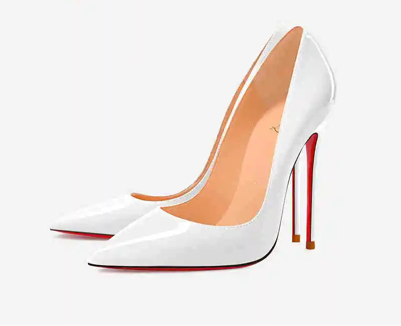 Elegant Luxury Brand Black Stilettos | Sophisticated Red Shiny Bottom Pumps | Elegant "Handmade Patent Leather" Silhouette | "Dignified" Sexy Pointed Toe Wedding Shoes for Radiant Versatile Styling Luxegan