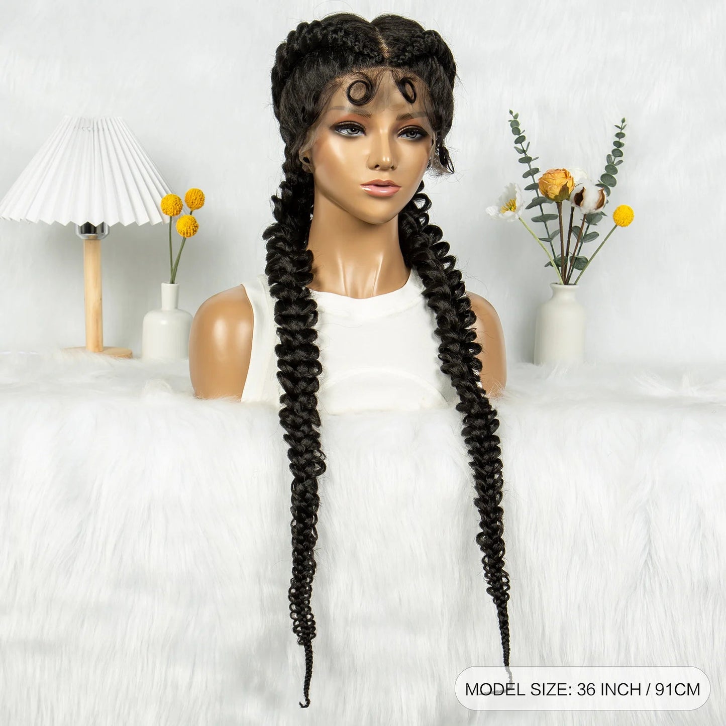 36" Twisted Braids Lace Front Wig | 13x1 | Senegalese Twist | Baby Hair | Handmade Synthetic Braids Luxegan