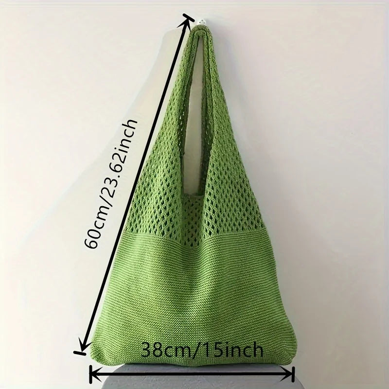 Large Capacity Retro Hollow Crochet Bag | Spacious Interior for Daily Essentials & Ideal for Grocery Shopping or Travel Luxegan