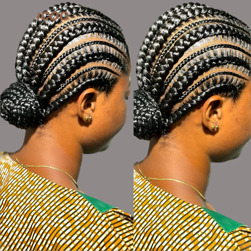 36" Jumbo Cornrow Braided Wig | Full Lace Synthetic Wig | Knotless Box Braids, Lace Frontal, Black Women