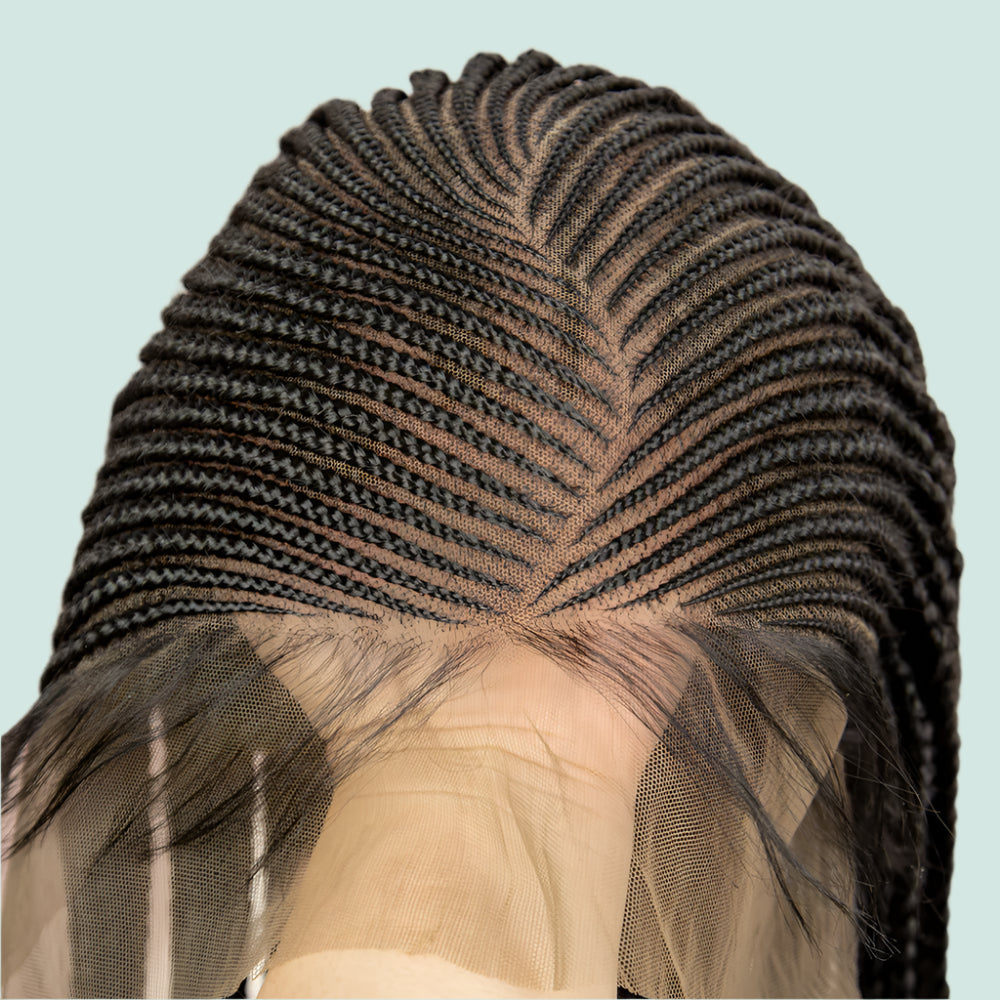 360 Lace Box Braided Wig | Cornrow Braids | Kanekalon Synthetic Hair | Natural Baby Hair