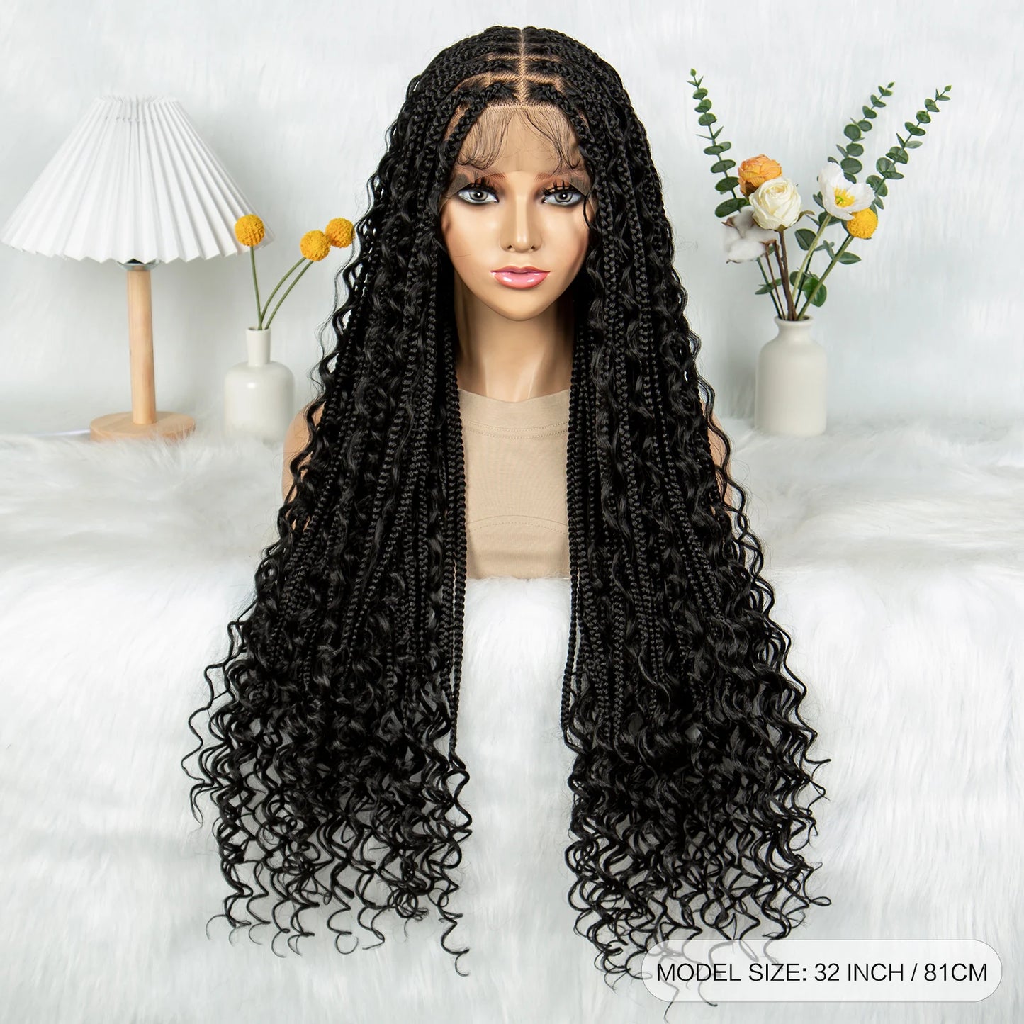 HD Transparent Boho Box Braids Wig | Full Lace | Knotless | Black Women & Girls Luxegan
