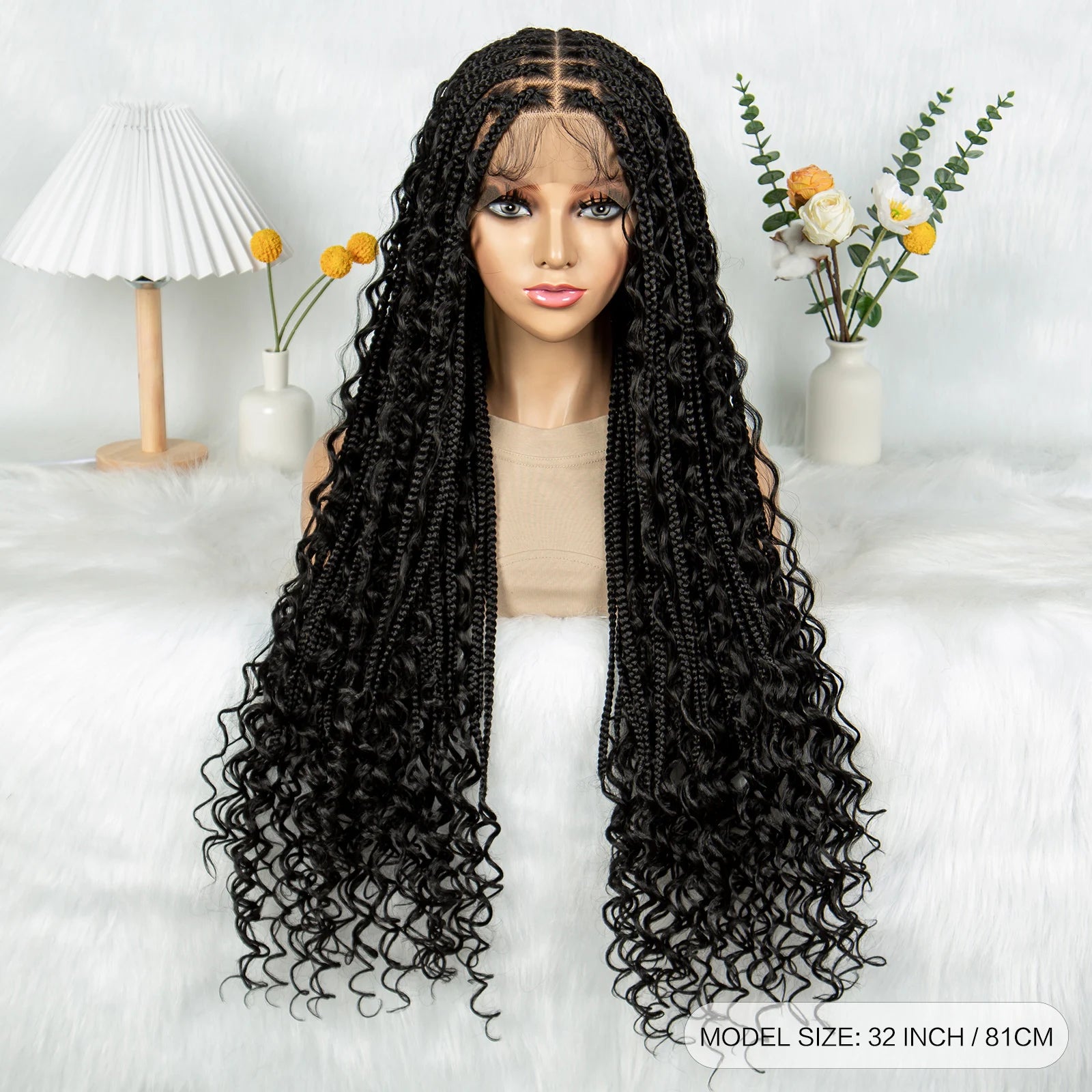 HD Transparent Boho Box Braids Wig | Full Lace | Knotless | Black Women & Girls Luxegan