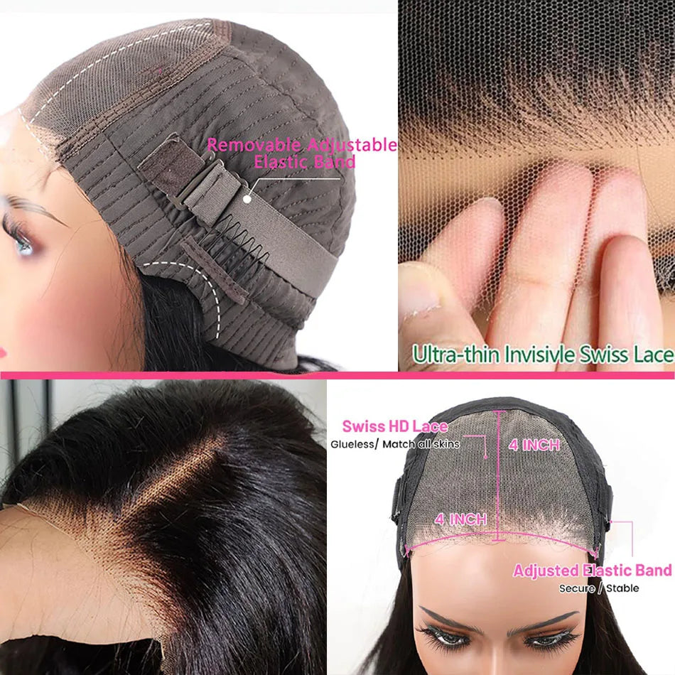 Vietnamese Remy Hair 4x4 Lace Closure Wig | Body Wave | 250% Density | Double Drawn | Glueless | Wear & Go | Natural Black