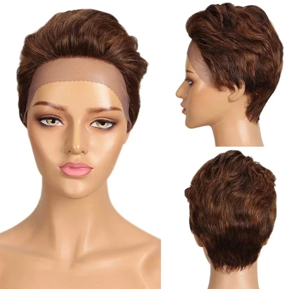 Pixie Cut Lace Front Wig | Short Straight Peruvian Human Hair for Black Women Luxegan