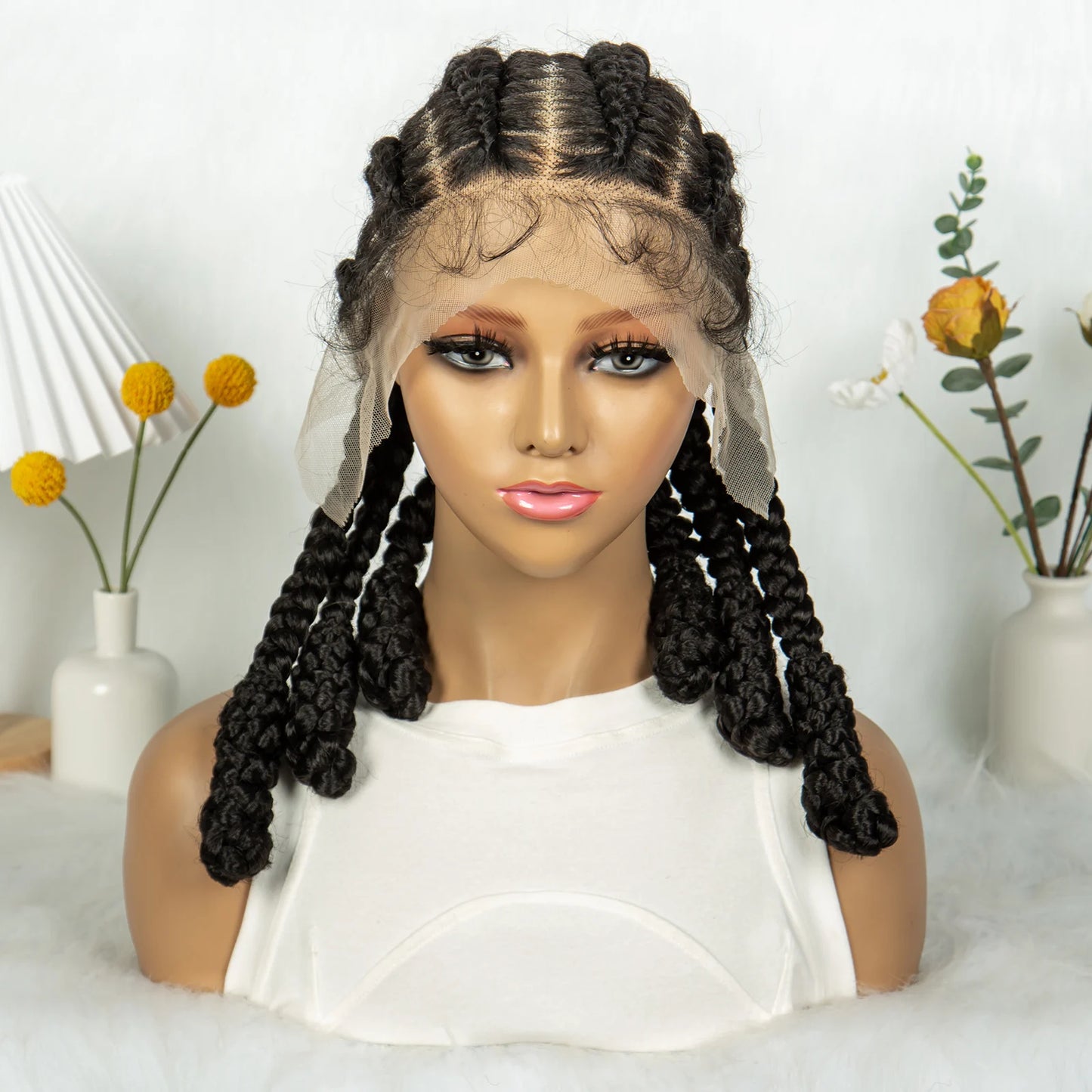 KIMA Cornrow Box Braided Full Lace Wig with Baby Hair | Synthetic Braids Wig for Africa Women & Men Luxegan