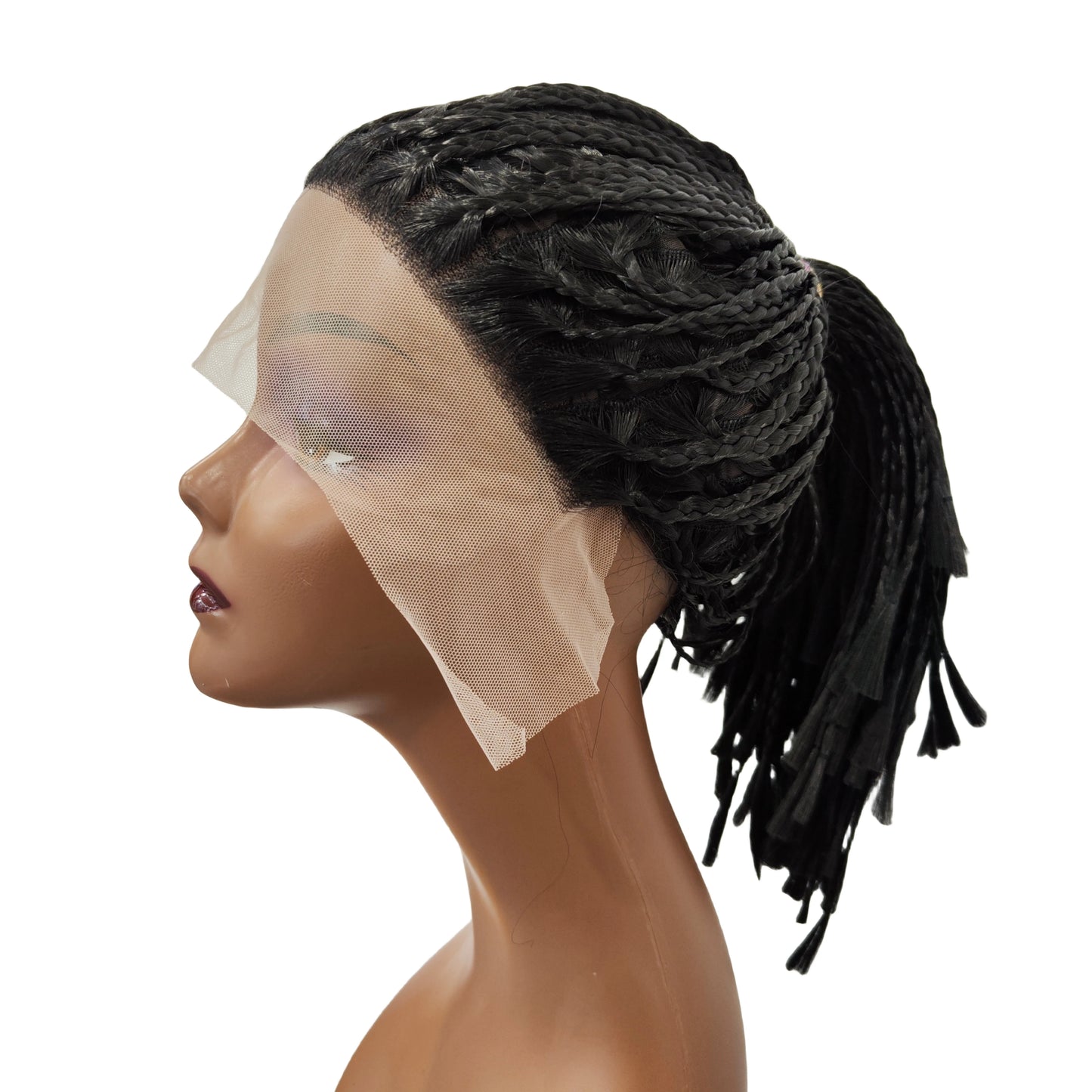 Short Box Braided Lace Front Wig | Synthetic Hair | Black | Foruiya Braids | Women