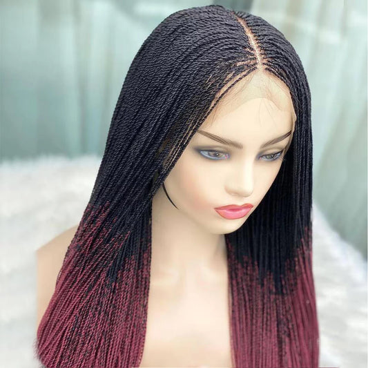 Million Twist Braided Lace Front Wig | Micro Braids Wig | Kanekalon High Heat Fiber | Black Women
