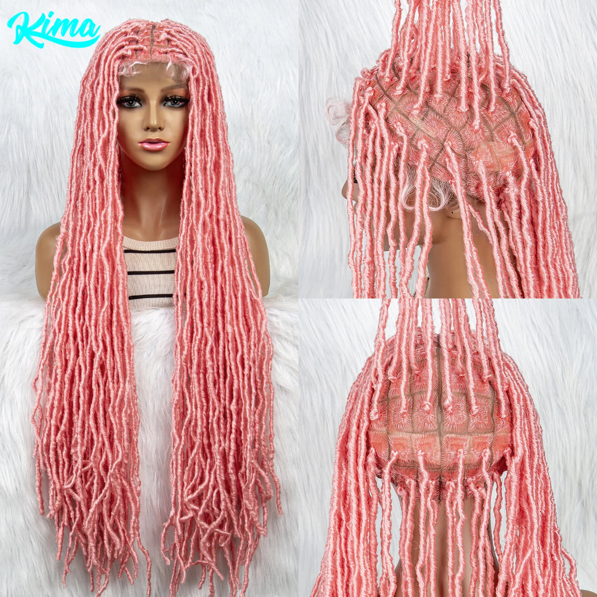 Pink & Blue Braided Wig | Full Lace Butterfly Locs & Dreadlocks