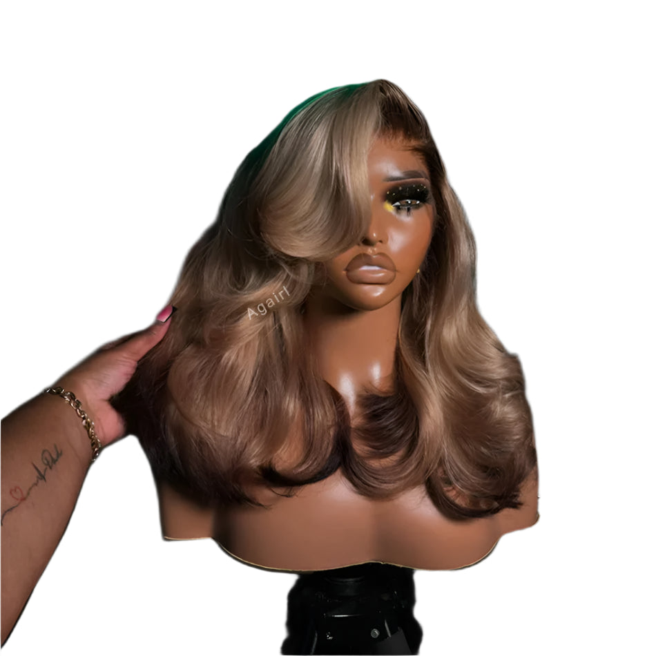 Ombre 613 Blonde & Brown 13x6 Lace Frontal Wig | 200% Density Body Wave Human Hair Luxegan