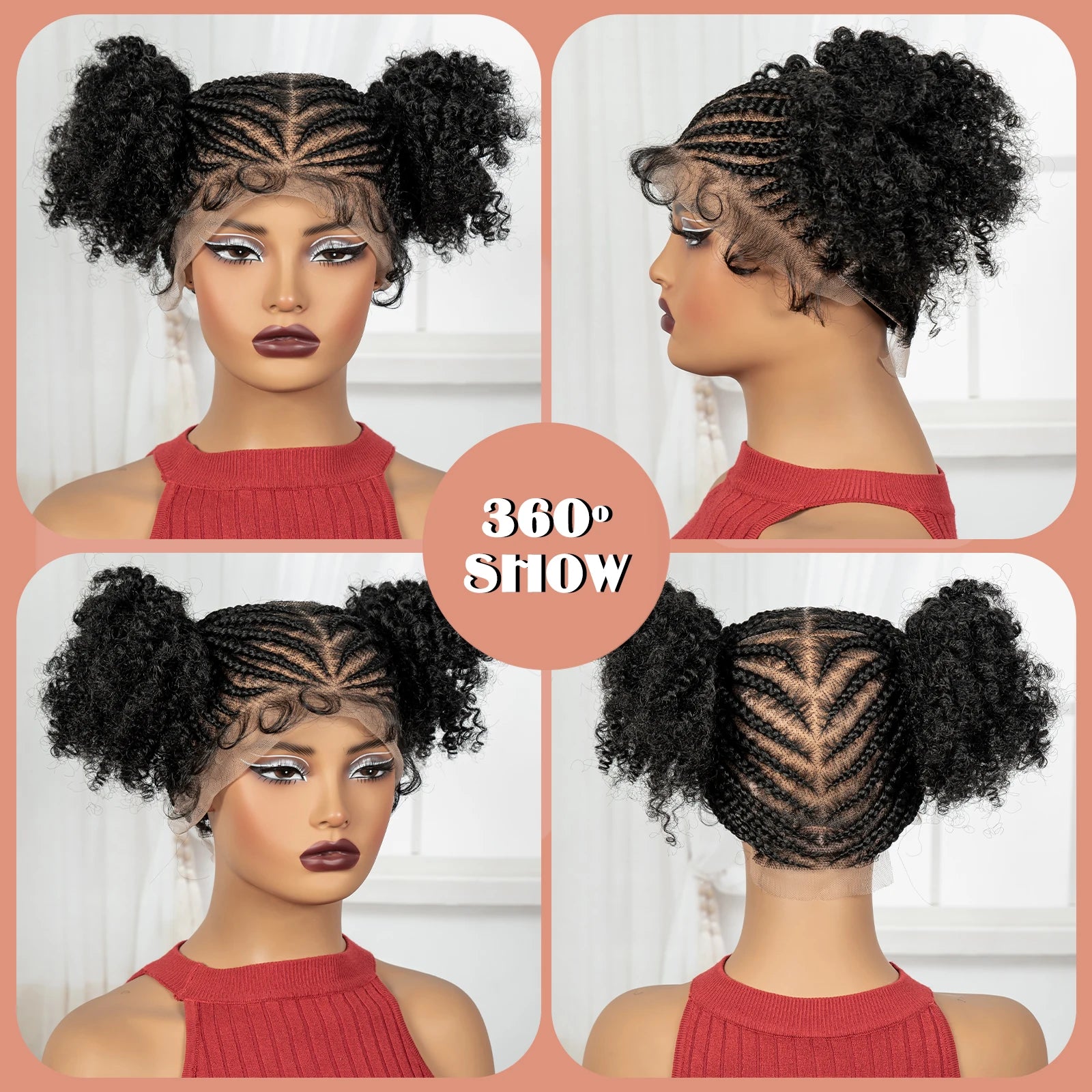 Cornrow Bantu Braids Wig | Full Lace Frontal | Baby Hair | Cosplay & Daily Wear Luxegan