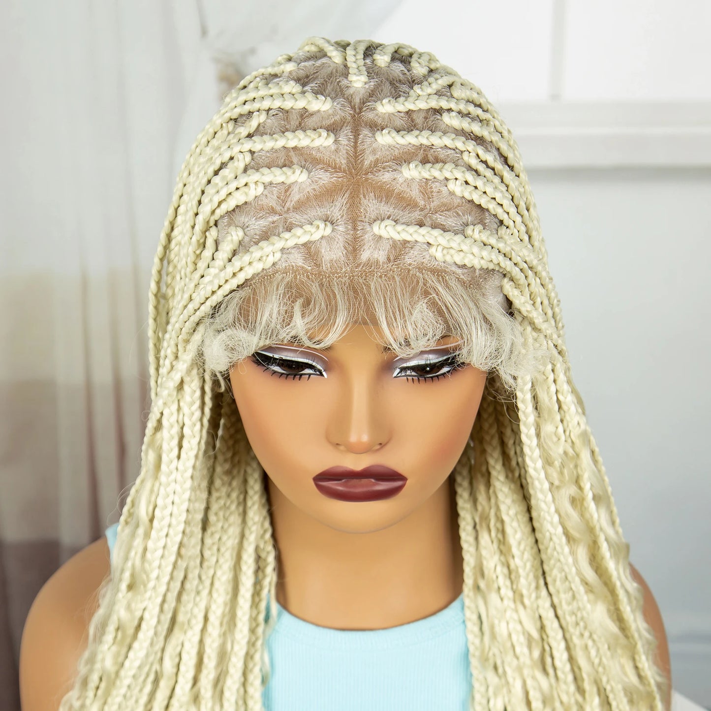 36" Blonde Boho Knotless Braids Wig | Curly Ends | HD Full Lace | Baby Hair Luxegan